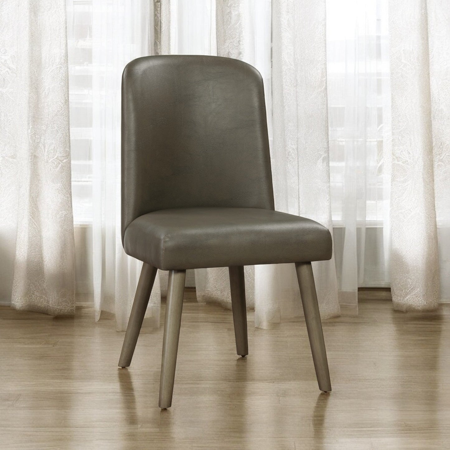 Waylon Gray Synthetic Leather & Gray Oak Finish Side Chair (Set of 2) - 1st Choice Furniture Direct