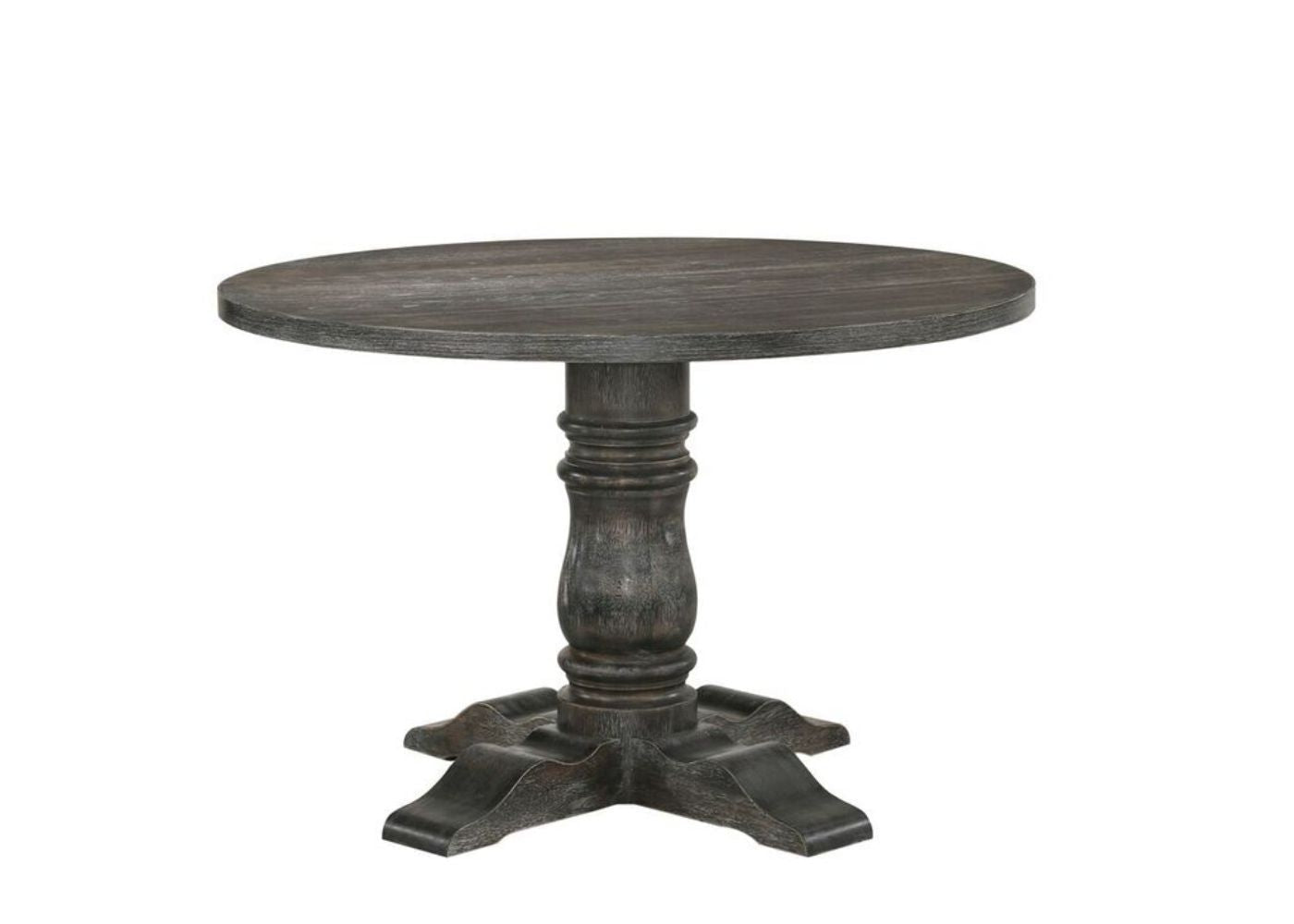 Weathered Gray Round Dining Table with Pedestal Base - 1st Choice Furniture Direct