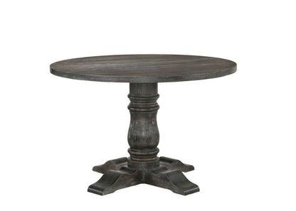 Weathered Gray Round Dining Table with Pedestal Base - 1st Choice Furniture Direct