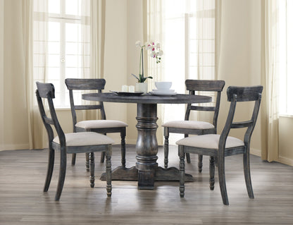 Weathered Gray Round Dining Table with Pedestal Base - 1st Choice Furniture Direct
