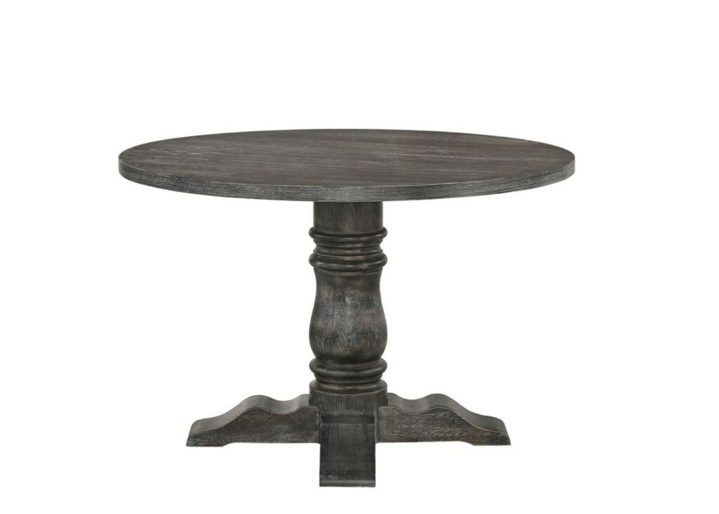 Weathered Gray Round Dining Table with Pedestal Base - 1st Choice Furniture Direct