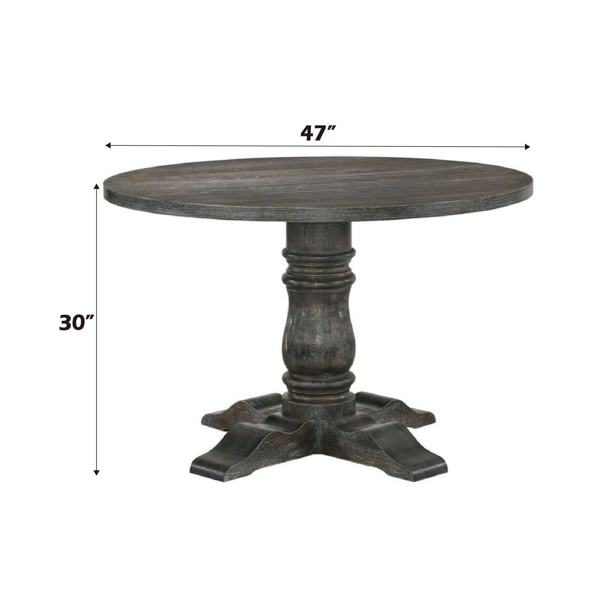Weathered Gray Round Dining Table with Pedestal Base - 1st Choice Furniture Direct