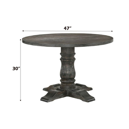 Weathered Gray Round Dining Table with Pedestal Base - 1st Choice Furniture Direct