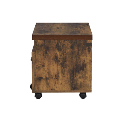 Weathered Oak Mobile File Cabinet with Drawer and Open Shelf - 1st Choice Furniture Direct