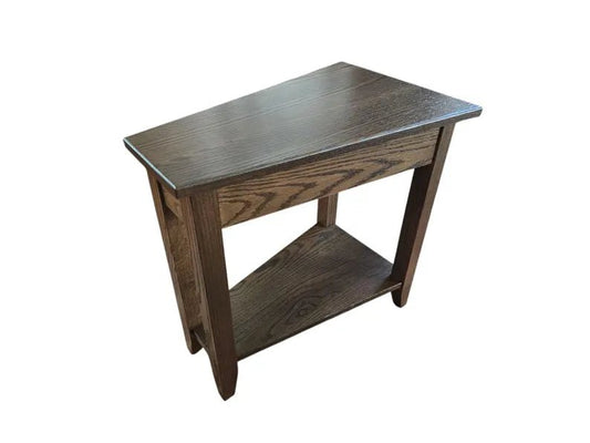 Wedge End Table With Storage Under Top, Made of Solid Red Oak - 1st Choice Furniture Direct