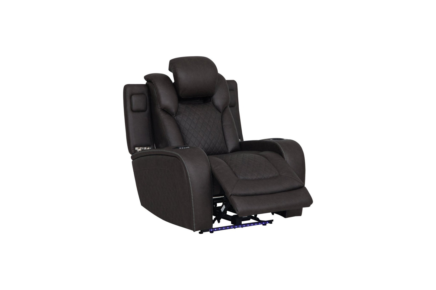 Wendell Dark Gray Microfiber Power Motion Recliner w/Storage, USB & LED - 1st Choice Furniture Direct