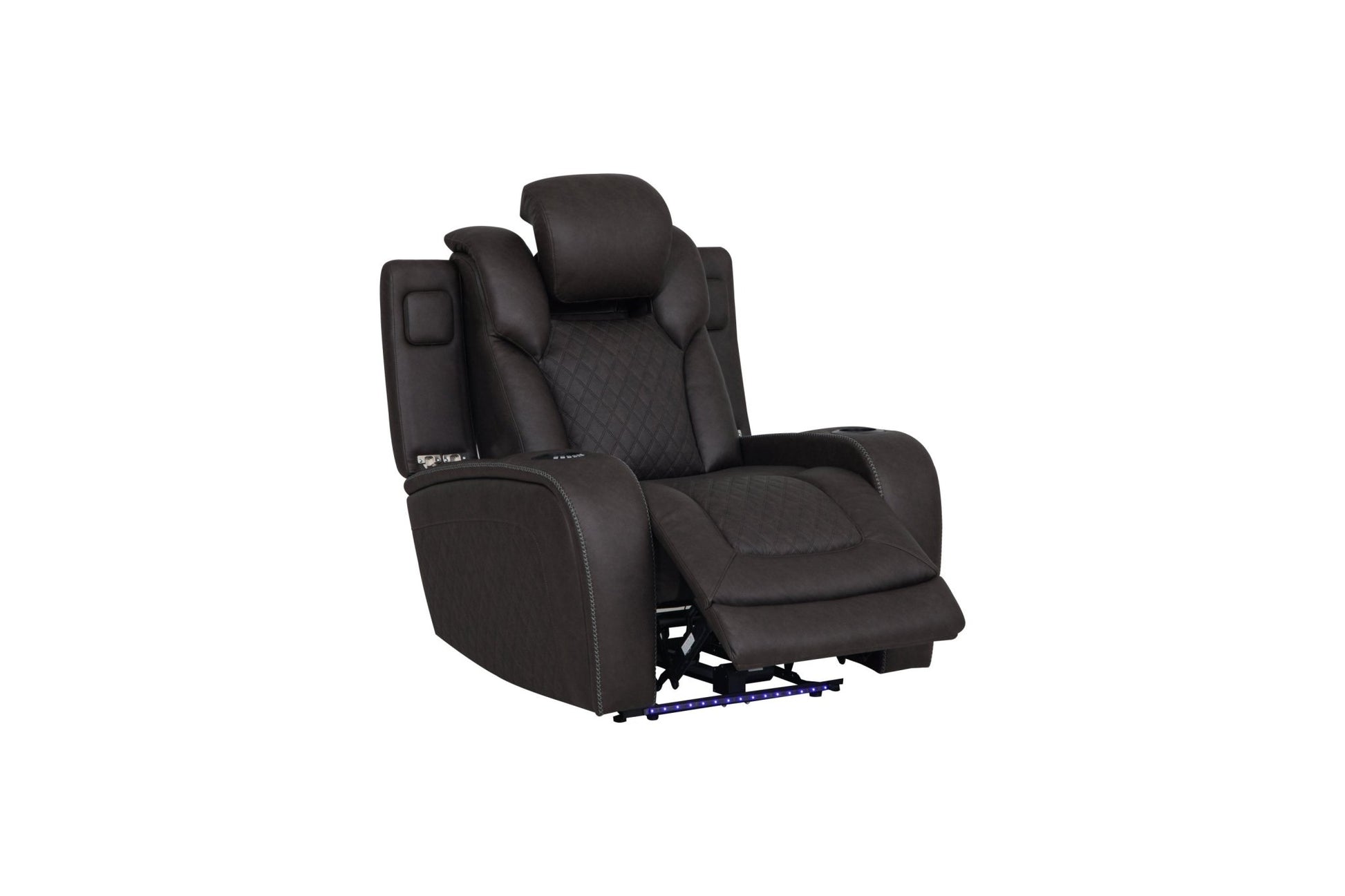 Wendell Dark Gray Microfiber Power Motion Recliner w/Storage, USB & LED - 1st Choice Furniture Direct