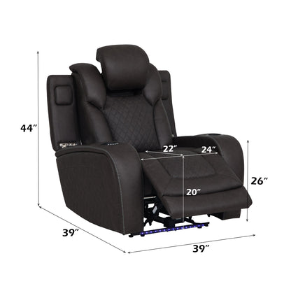 Wendell Dark Gray Microfiber Power Motion Recliner w/Storage, USB & LED - 1st Choice Furniture Direct