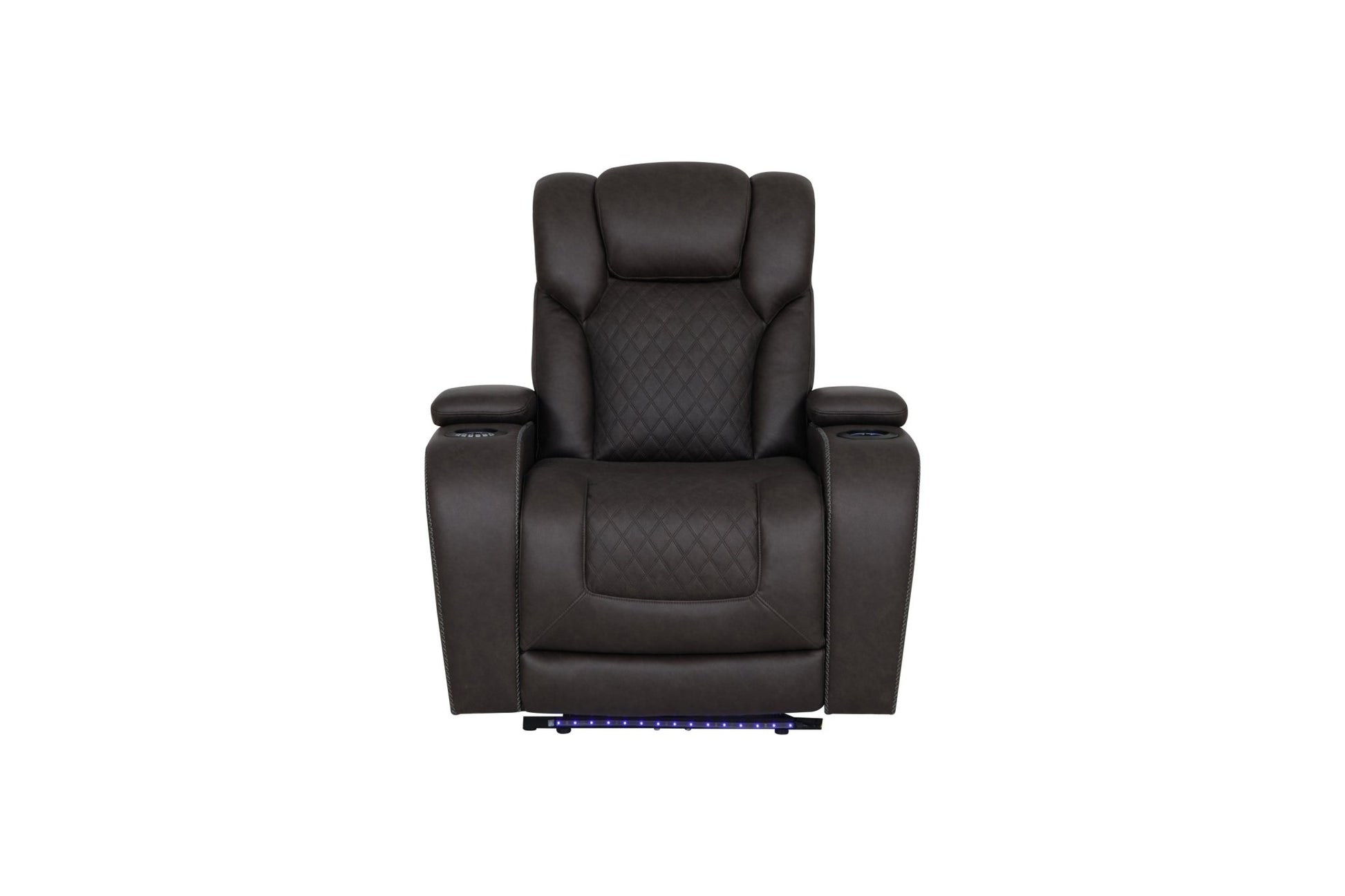 Wendell Dark Gray Microfiber Power Motion Recliner w/Storage, USB & LED - 1st Choice Furniture Direct