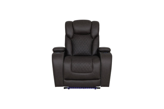 Wendell Dark Gray Microfiber Power Motion Recliner w/Storage, USB & LED - 1st Choice Furniture Direct