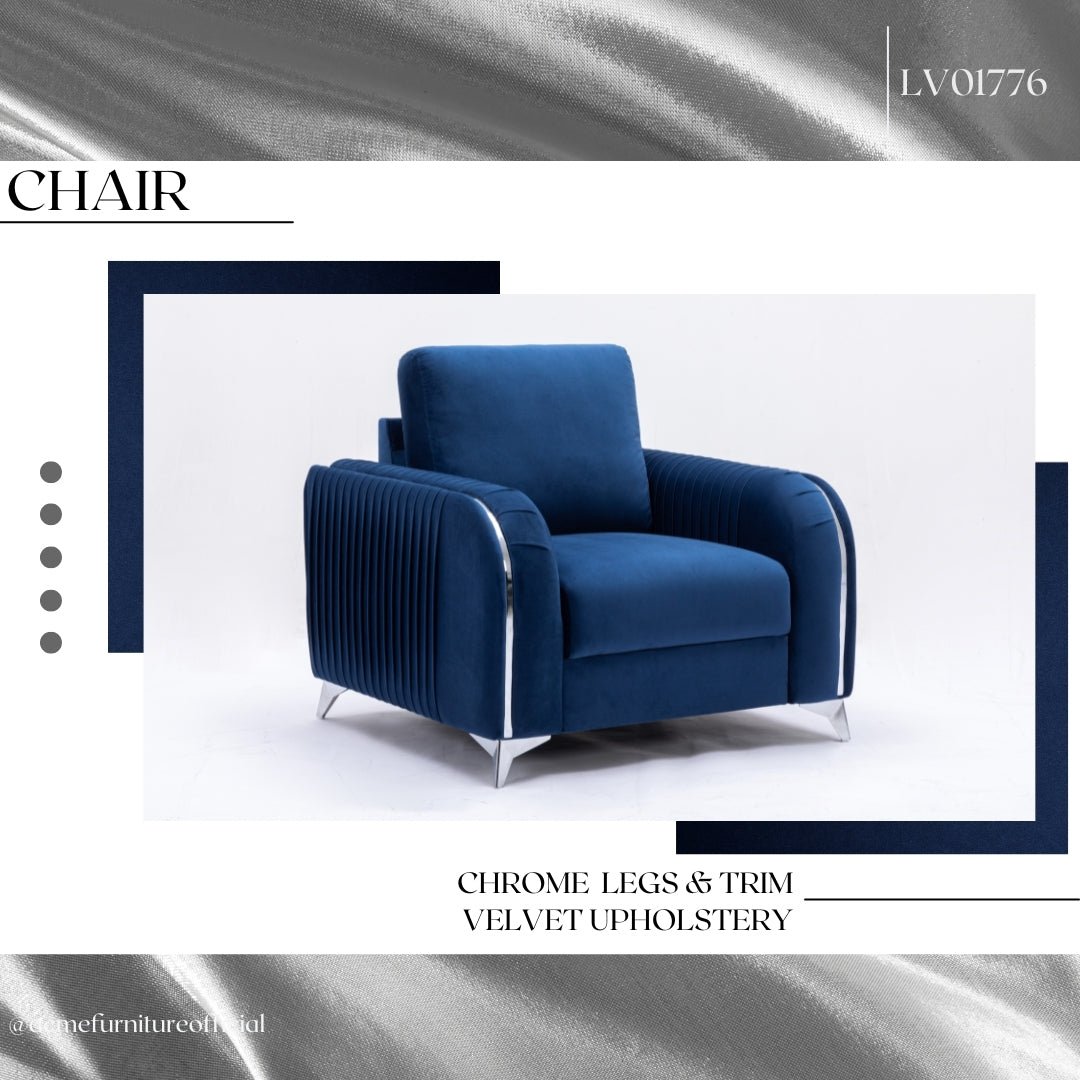 Wenona Blue Velvet Chair - 1st Choice Furniture Direct