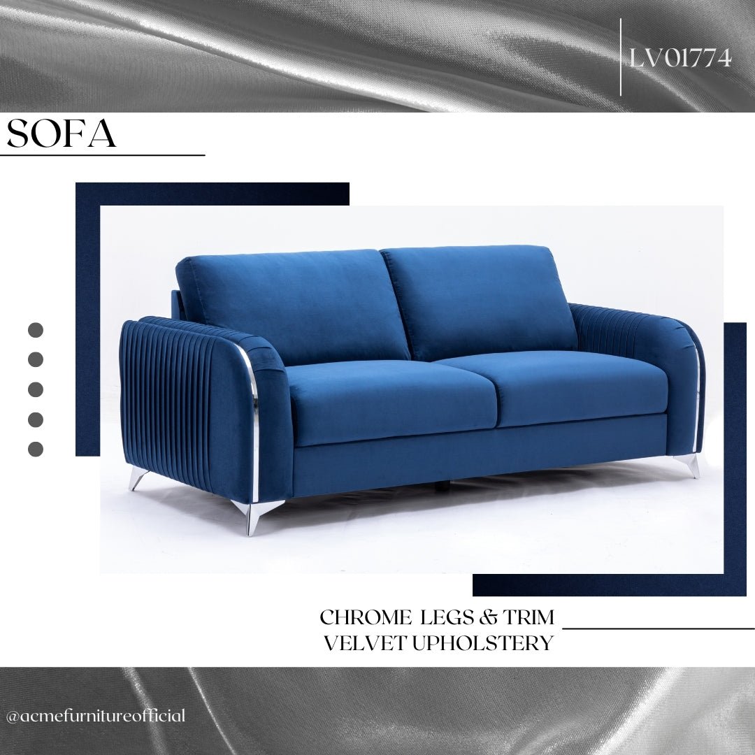 Wenona Blue Velvet Sofa - 1st Choice Furniture Direct