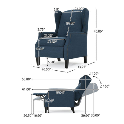 Westeros Wing Back Fabric Upholstered Recliner - 1st Choice Furniture Direct