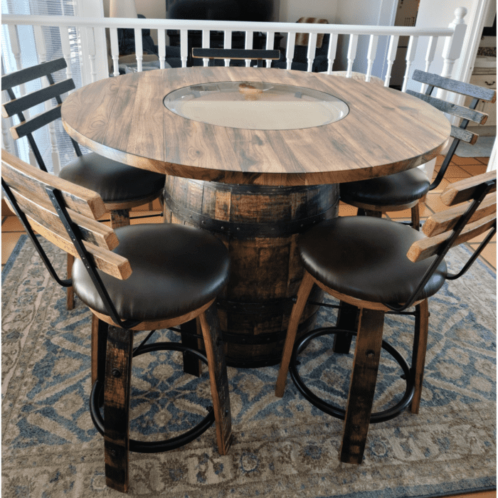 Whiskey Barrel 36" Counter Height Comes With 5 Barstools, Black - 1st Choice Furniture Direct