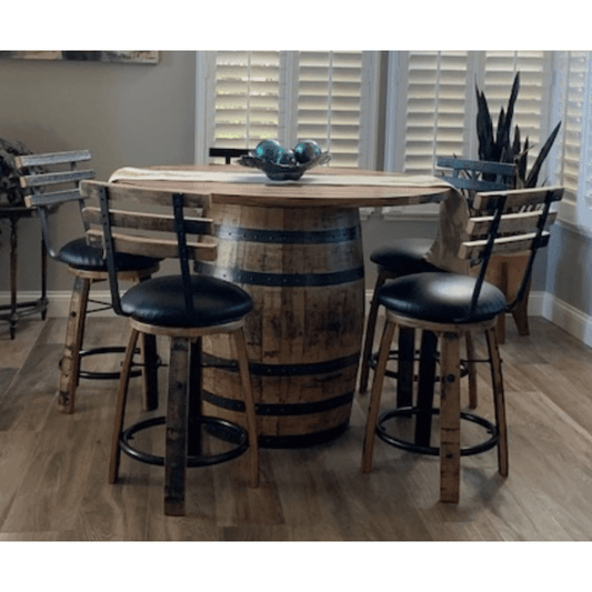 Whiskey Barrel 36" Counter Height Comes With 5 Barstools, Black - 1st Choice Furniture Direct