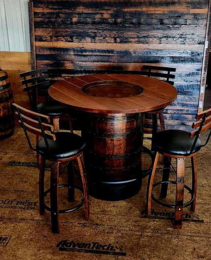 Whiskey Barrel 36" Counter Height Foot - Rest 5 Barstools - 1st Choice Furniture Direct