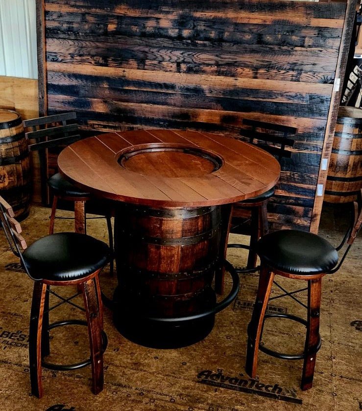 Whiskey Barrel 36" Counter Height Foot - Rest 5 Barstools - 1st Choice Furniture Direct