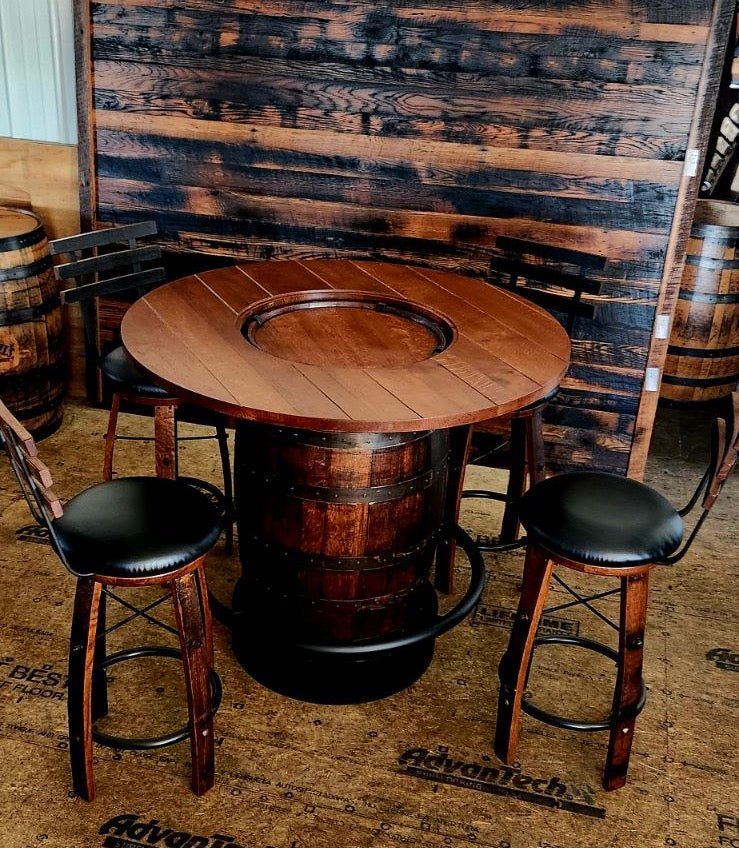 Whiskey Barrel 36" Counter Height Foot - Rest 5 Barstools - 1st Choice Furniture Direct