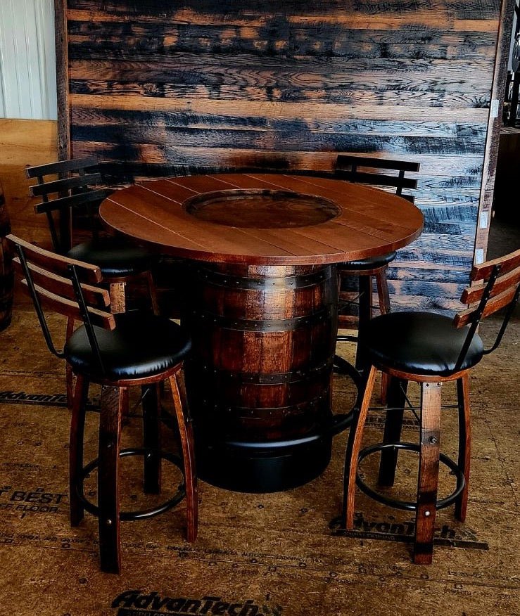Whiskey Barrel 36" Counter Height Foot - Rest 5 Barstools - 1st Choice Furniture Direct