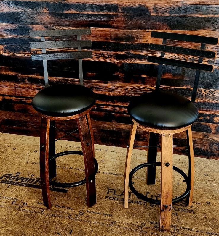 Whiskey Barrel 36" Counter Height Foot - Rest 5 Barstools - 1st Choice Furniture Direct