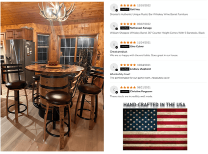 Whiskey Barrel 42" Bar Height Comes with 5 Leather Barstools - 1st Choice Furniture Direct