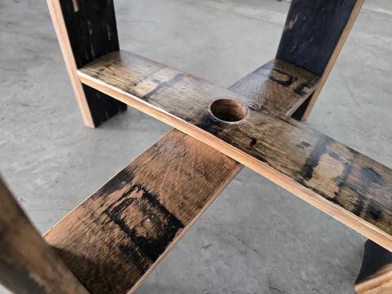 Whiskey Barrel End Table with Stave Legs | Handcrafted Rustic Barrel Wood Table (22") - 1st Choice Furniture Direct