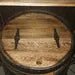 Whiskey Barrel Hutch with Burnt Hickory Shelves | Authentic Bourbon Barrel Display Cabinet - 1st Choice Furniture Direct
