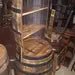 Whiskey Barrel Hutch with Burnt Hickory Shelves | Authentic Bourbon Barrel Display Cabinet - 1st Choice Furniture Direct