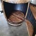 Whiskey Barrel Hutch with Burnt Hickory Shelves | Authentic Bourbon Barrel Display Cabinet - 1st Choice Furniture Direct