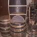 Whiskey Barrel Hutch with Burnt Hickory Shelves | Authentic Bourbon Barrel Display Cabinet - 1st Choice Furniture Direct