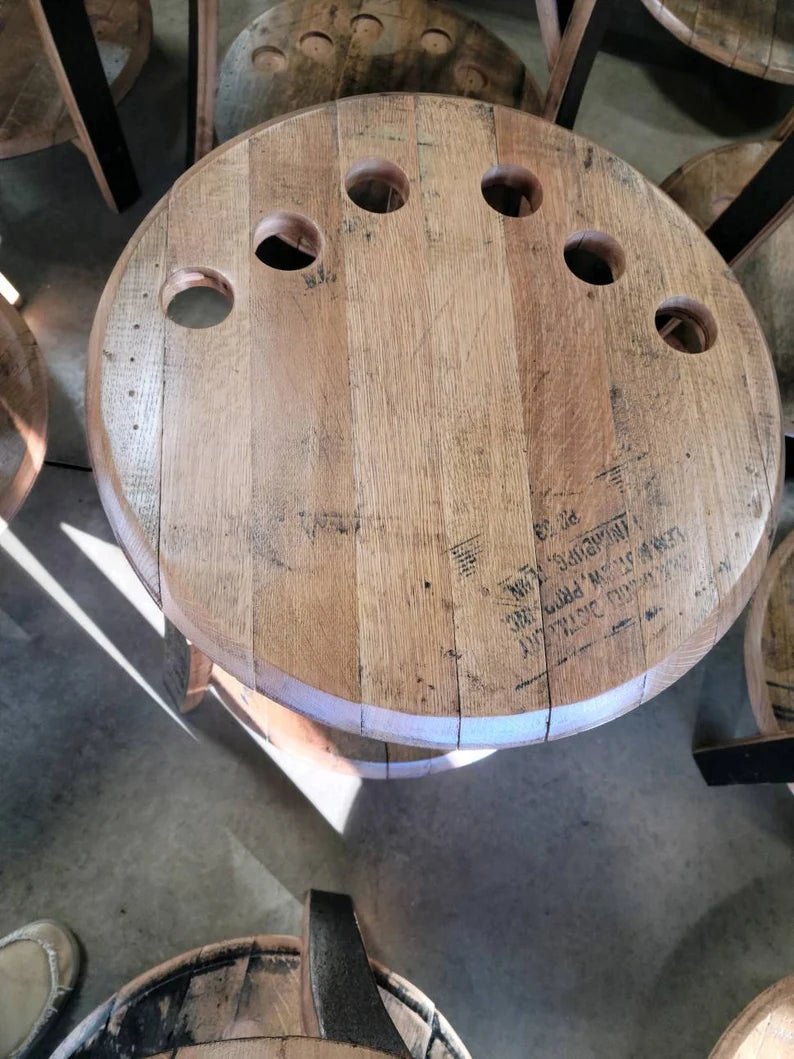 Whiskey Barrel Pool Cue Table – Rustic Mancave Game Table with Storage - 1st Choice Furniture Direct