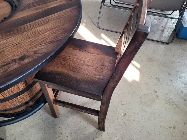 Whiskey Barrel Pub Table Set with Barnwood Top & Stave Chairs – Rustic Dining Set - 1st Choice Furniture Direct