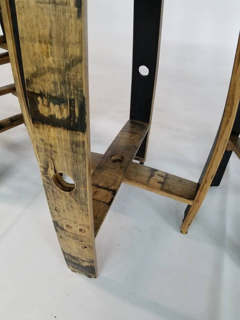 Whiskey Barrel Pub Table Set with Barrel Stave Chairs | Rustic Hickory Bar Set - 1st Choice Furniture Direct