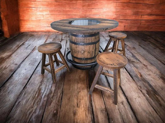 Whiskey Barrel Pub Table Set with Swivel Stools | Rustic Home Bar Furniture (48” & 54”) - 1st Choice Furniture Direct