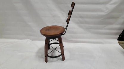 Whiskey Barrel Stave Bar Stool, Wooden Swivel Seat, Rustic Man Cave Decor - 1st Choice Furniture Direct