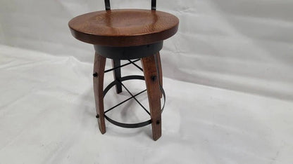 Whiskey Barrel Stave Bar Stool, Wooden Swivel Seat, Rustic Man Cave Decor - 1st Choice Furniture Direct