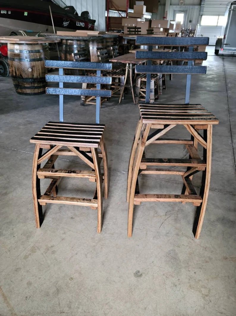 Whiskey Barrel Stave Bar Stools | Heavy Duty Rustic Bar Stools (24” & 30”) - 1st Choice Furniture Direct