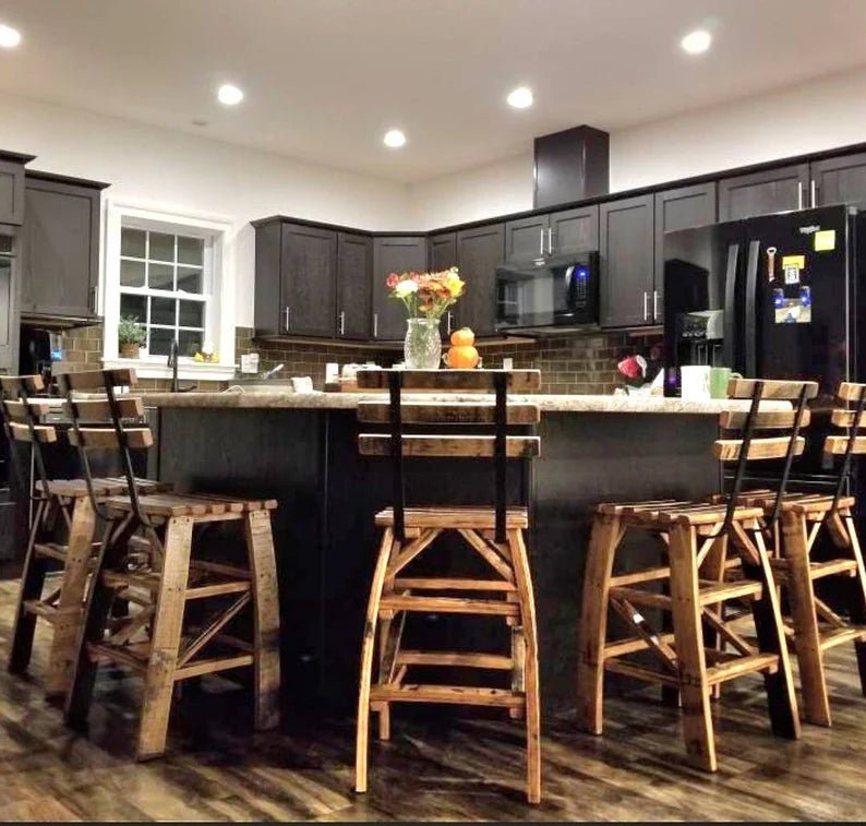 Whiskey Barrel Stave Bar Stools | Heavy Duty Rustic Bar Stools (24” & 30”) - 1st Choice Furniture Direct