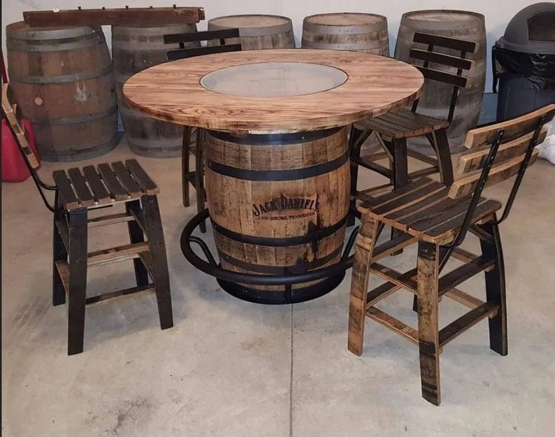 Whiskey Barrel Stave Bar Stools | Heavy Duty Rustic Bar Stools (24” & 30”) - 1st Choice Furniture Direct