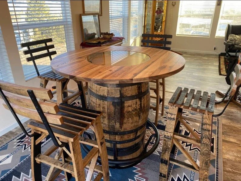 Whiskey Barrel Stave Bar Stools | Heavy Duty Rustic Bar Stools (24” & 30”) - 1st Choice Furniture Direct