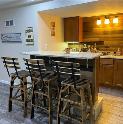 Whiskey Barrel Stave Bar Stools | Heavy Duty Rustic Bar Stools (24” & 30”) - 1st Choice Furniture Direct
