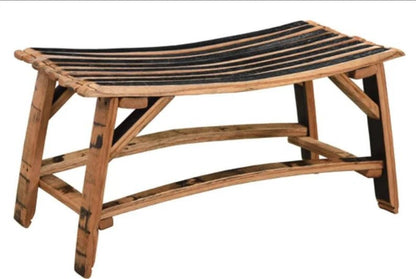 Whiskey Barrel Stave Bench – Rustic Reclaimed Wood Bench with Charred Seat - 1st Choice Furniture Direct
