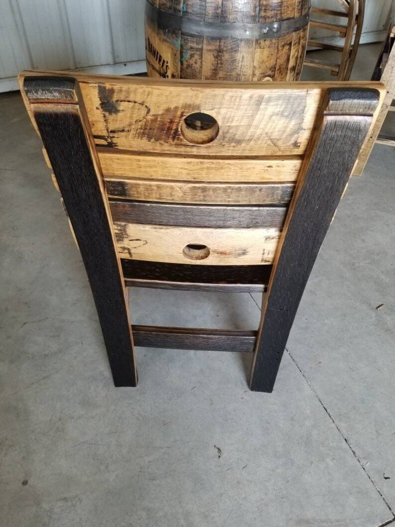 Whiskey Barrel Stave Dining Chair – Rustic White Oak Reclaimed Wood Chair - 1st Choice Furniture Direct