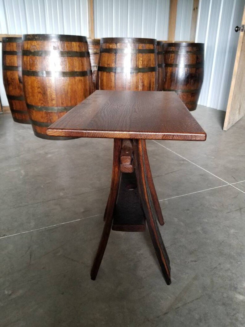 Whiskey Barrel Stave End Table | Handcrafted White Oak Rustic Accent Table - 1st Choice Furniture Direct