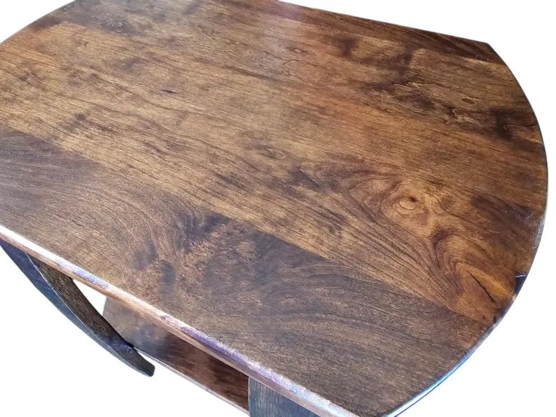 Whiskey Barrel Stave End Table – Rustic Cherry Wood Side Table Handmade - 1st Choice Furniture Direct