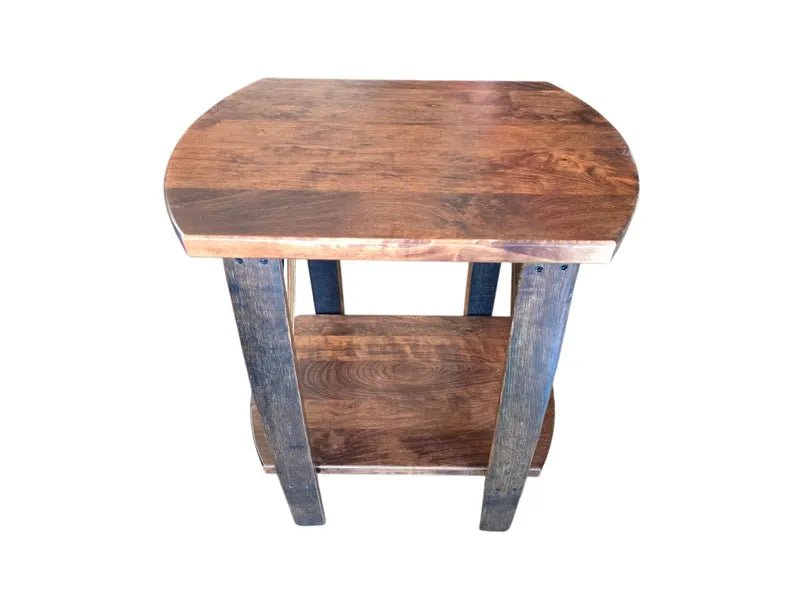 Whiskey Barrel Stave End Table – Rustic Cherry Wood Side Table Handmade - 1st Choice Furniture Direct