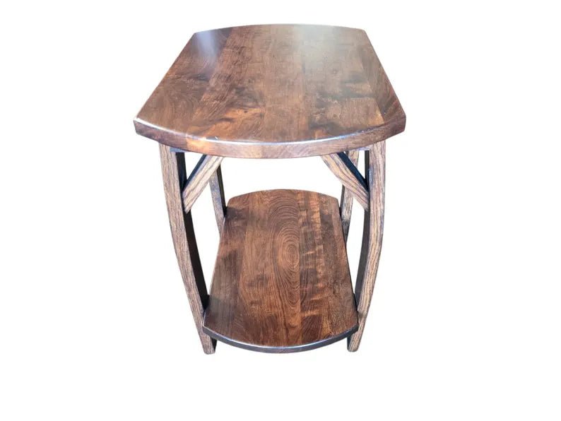 Whiskey Barrel Stave End Table – Rustic Cherry Wood Side Table Handmade - 1st Choice Furniture Direct