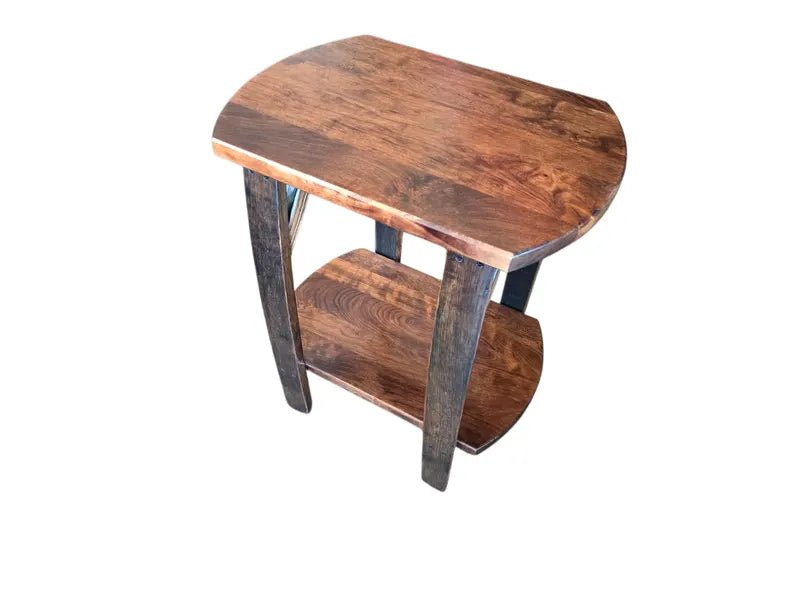 Whiskey Barrel Stave End Table – Rustic Cherry Wood Side Table Handmade - 1st Choice Furniture Direct