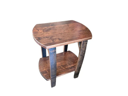 Whiskey Barrel Stave End Table – Rustic Cherry Wood Side Table Handmade - 1st Choice Furniture Direct