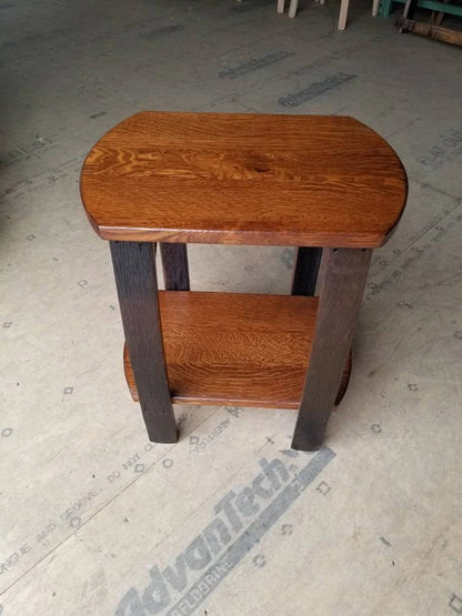 Whiskey Barrel Stave End Table – White Oak Rustic Side Table - 1st Choice Furniture Direct